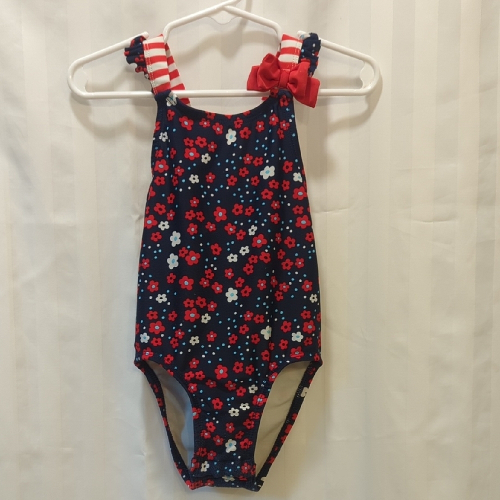 Circo Blue and Red One Piece Swimwear Floral Design